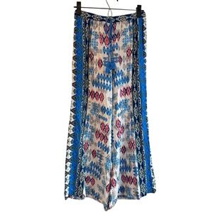 Flying Tomato Wide‎ Leg Palazzo Pants Bohemian Print Tassel Drawstring Small
